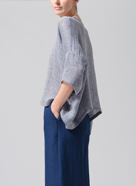 Gauze Linen Loose Deep V-Neck Top