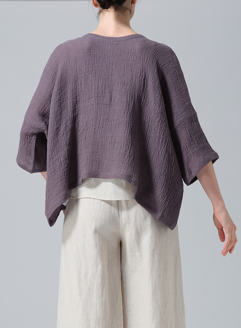 Gauze Linen Loose Deep V-Neck Top