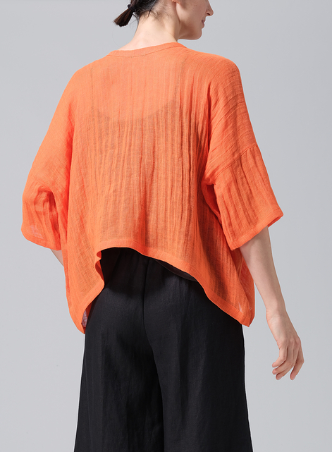 Gauze Linen Loose Deep V-Neck Top