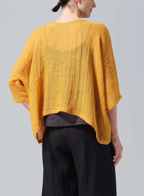 Gauze Linen Loose Deep V-Neck Top