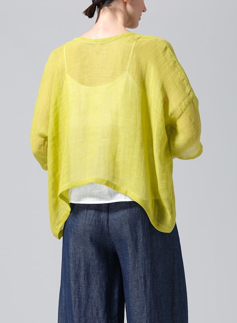 Gauze Linen Loose Deep V-Neck Top