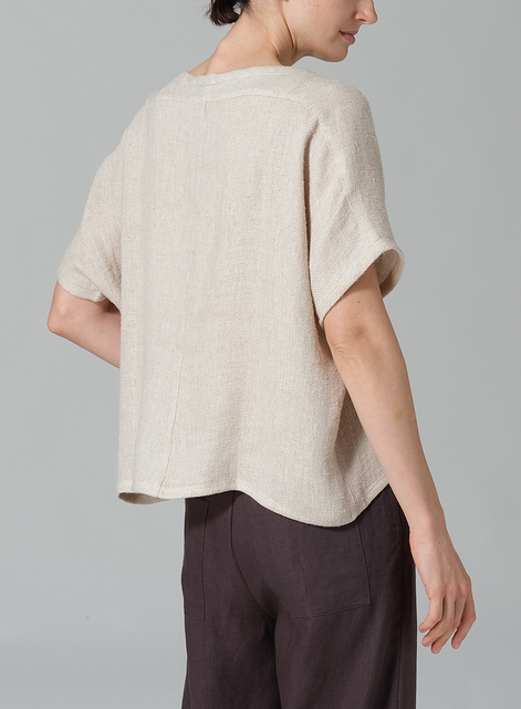 Linen Dolman Short Sleeve Box Top