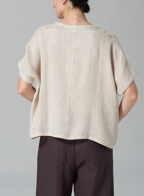 Linen Dolman Short Sleeve Box Top