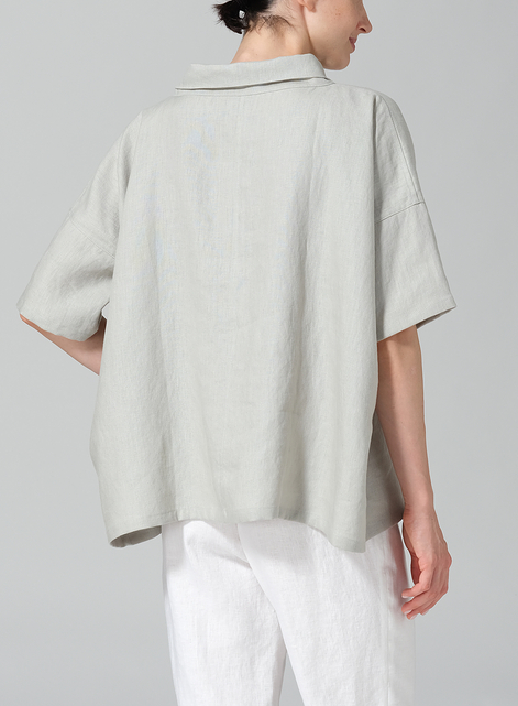Linen Cowl Neck Box Top