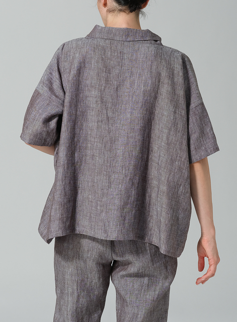Linen Cowl Neck Box Top