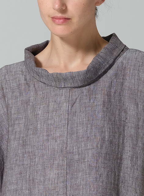 Linen Cowl Neck Box Top