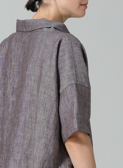 Linen Cowl Neck Box Top