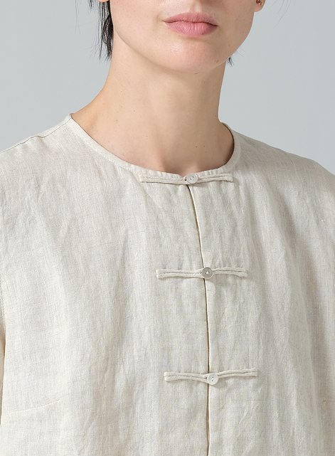 Linen Straight Cut Chinese Knot Tunic
