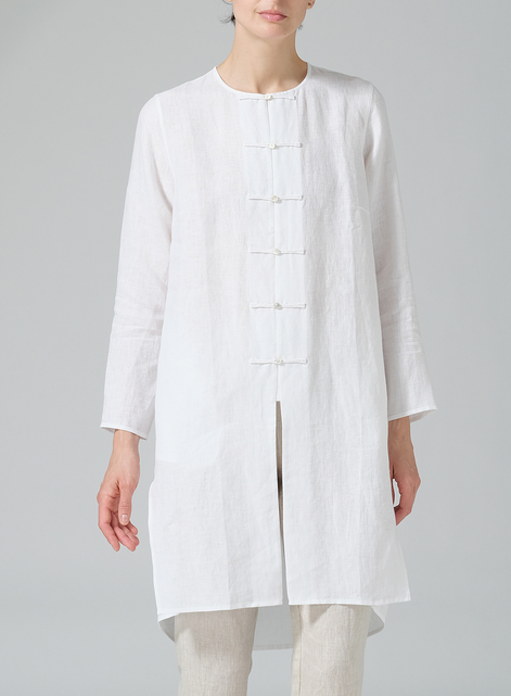 Linen Straight Cut Chinese Knot Tunic
