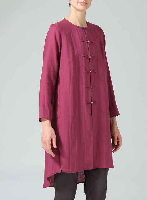 Linen Straight Cut Chinese Knot Tunic