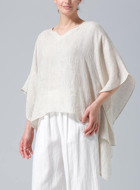 Linen Batwing Sleeve Top