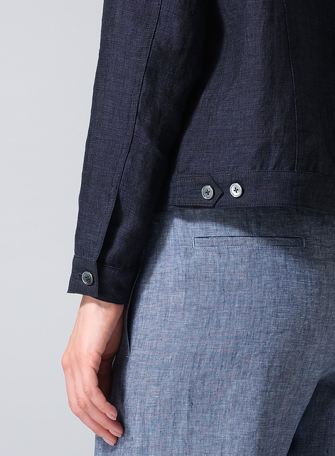 Linen Button Front Cropped Jacket