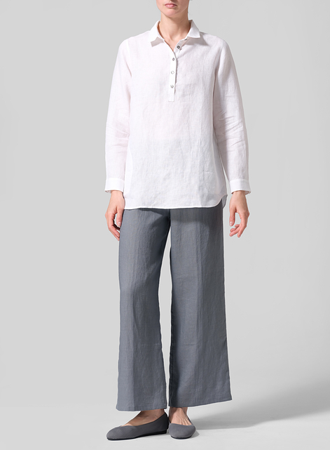 Linen Lapel Long Sleeve Comfort Shirt
