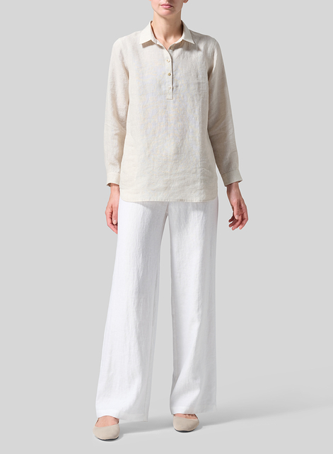  Linen Lapel Long Sleeve Comfort Shirt