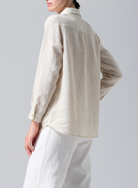  Linen Lapel Long Sleeve Comfort Shirt