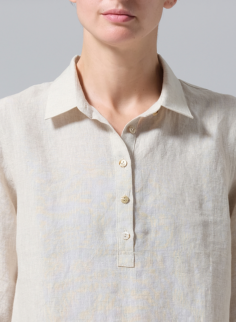  Linen Lapel Long Sleeve Comfort Shirt