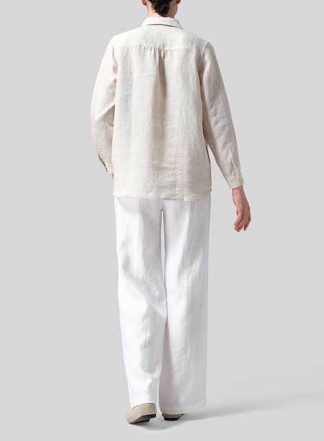  Linen Lapel Long Sleeve Comfort Shirt