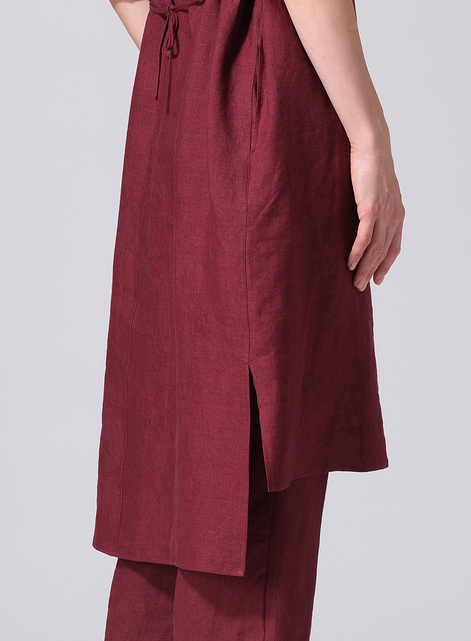 Linen Drawstring Half Sleeve Tunic Dress