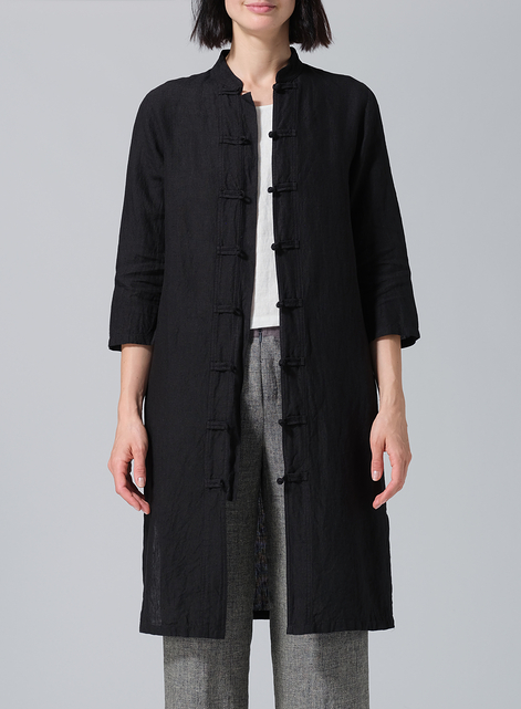 Linen Handmade Chinese Knot Buttons Long Tunic