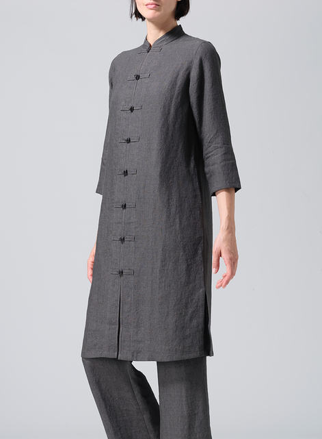 Linen Handmade Chinese Knot Buttons Long Tunic