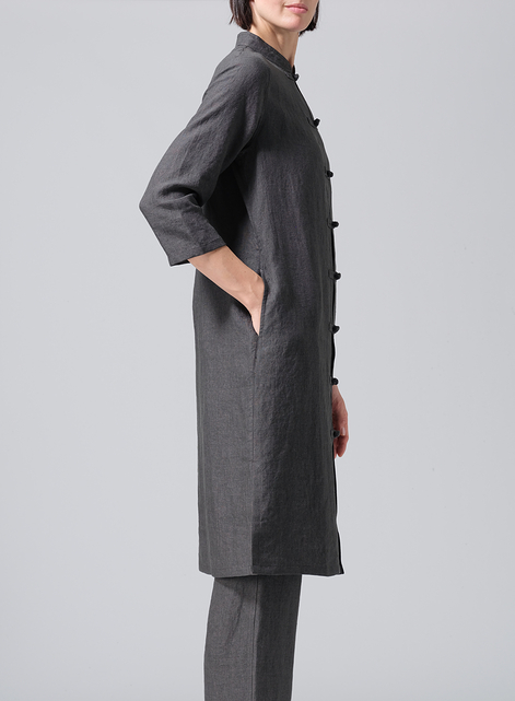 Linen Handmade Chinese Knot Buttons Long Tunic