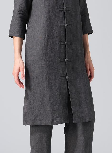 Linen Handmade Chinese Knot Buttons Long Tunic