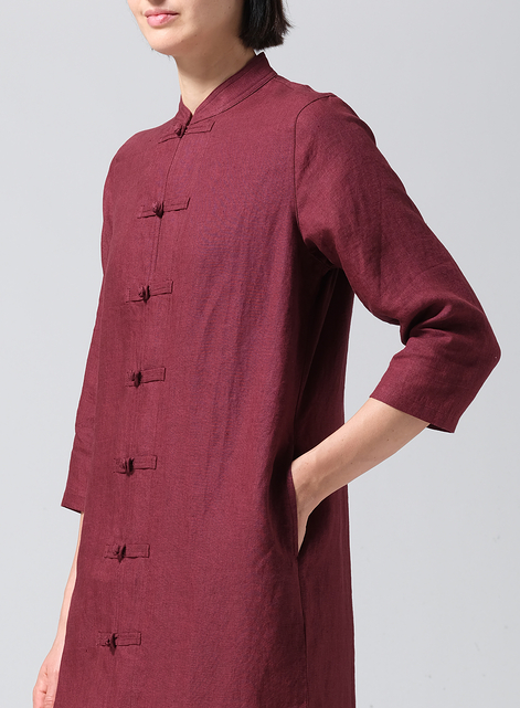 Linen Handmade Chinese Knot Buttons Long Tunic