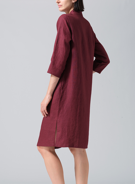 Linen Handmade Chinese Knot Buttons Long Tunic