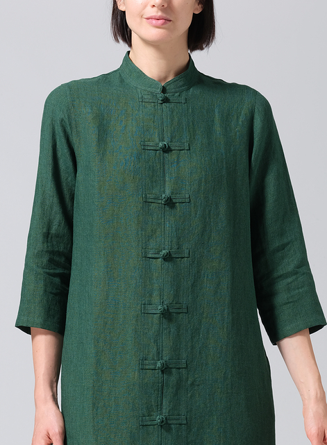 Linen Handmade Chinese Knot Buttons Long Tunic