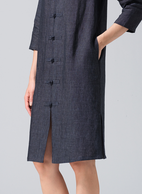 Linen Handmade Chinese Knot Buttons Long Tunic