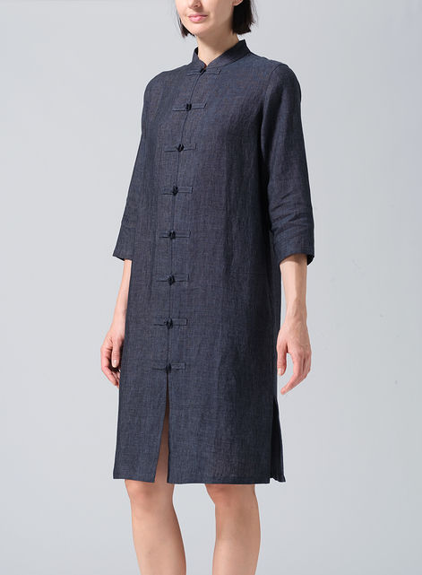 Linen Handmade Chinese Knot Buttons Long Tunic