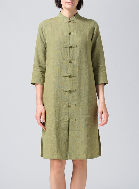 Linen Handmade Chinese Knot Buttons Long Tunic