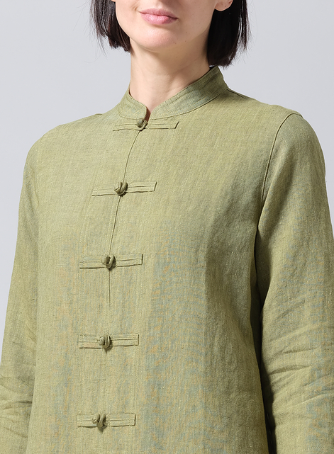 Linen Handmade Chinese Knot Buttons Long Tunic