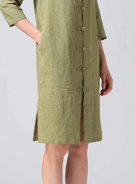 Linen Handmade Chinese Knot Buttons Long Tunic
