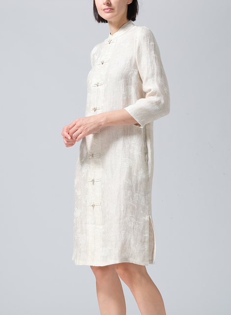 Linen Handmade Chinese Knot Buttons Long Tunic