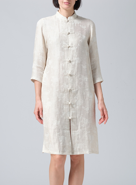Linen Handmade Chinese Knot Buttons Long Tunic