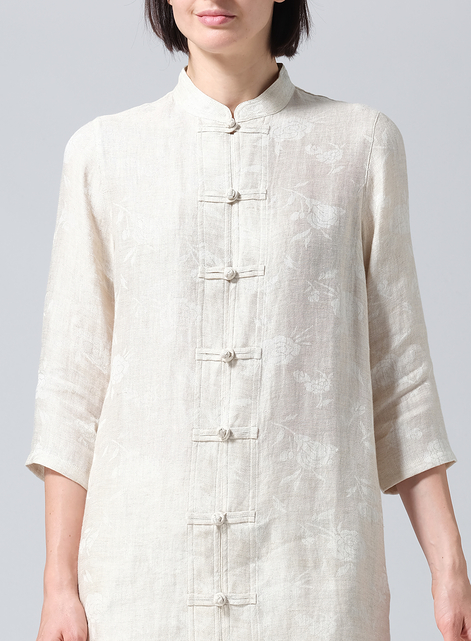 Linen Handmade Chinese Knot Buttons Long Tunic