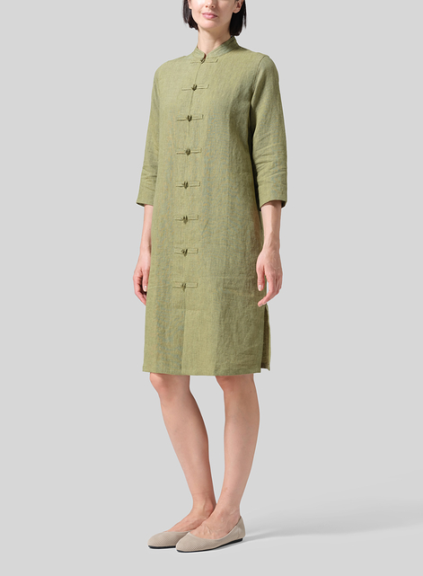 Linen Handmade Chinese Knot Buttons Long Tunic