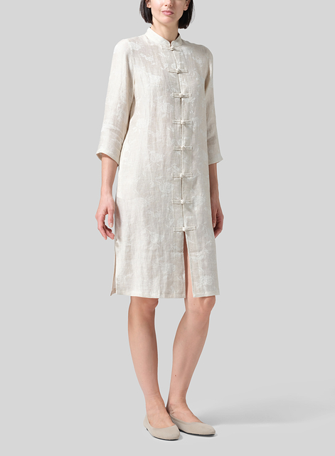 Linen Handmade Chinese Knot Buttons Long Tunic