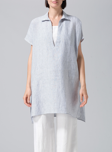 Linen Casual Deep V-Neck Long Top
