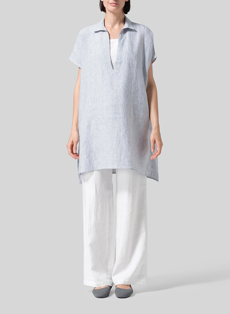 Linen Casual Deep V-Neck Long Top