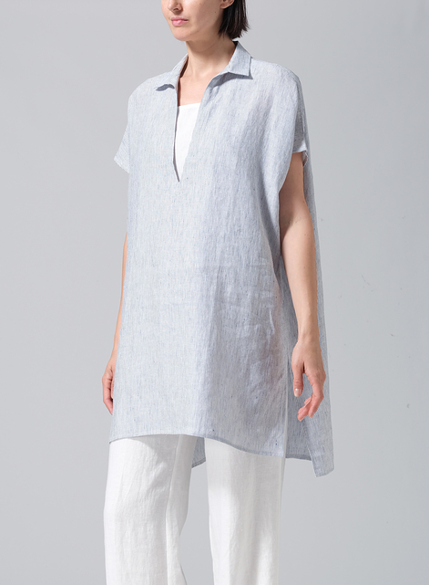 Linen Casual Deep V-Neck Long Top