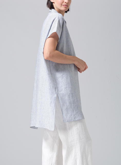 Linen Casual Deep V-Neck Long Top