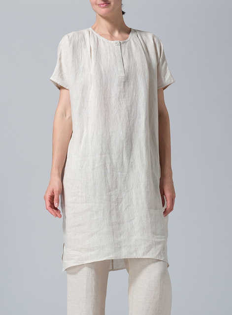 Linen Dolman Sleeves Mid-Length Tunic 