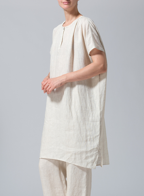 Linen Dolman Sleeves Mid-Length Tunic 