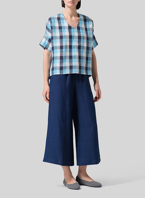 Linen V-Neck Dropped Shoulder Versatile Top