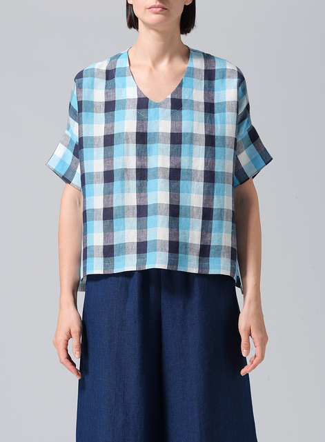 Linen V-Neck Dropped Shoulder Versatile Top