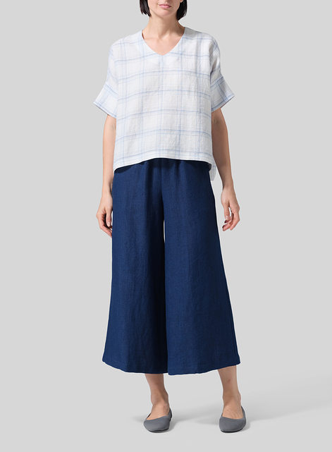 Linen V-Neck Dropped Shoulder Versatile Top