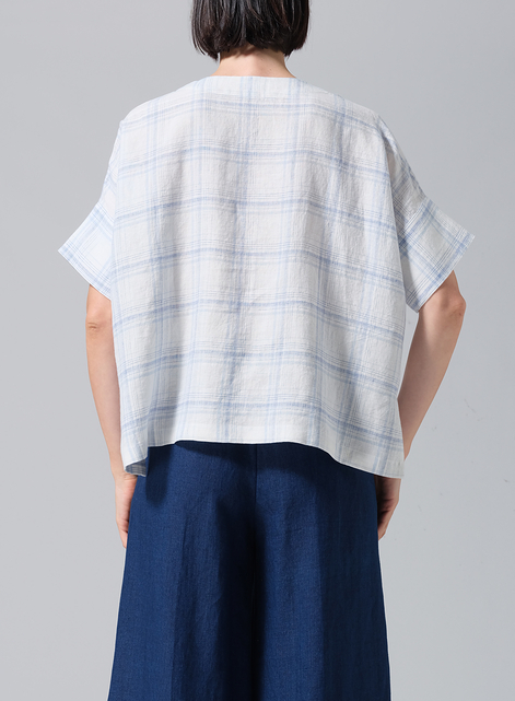 Linen V-Neck Dropped Shoulder Versatile Top