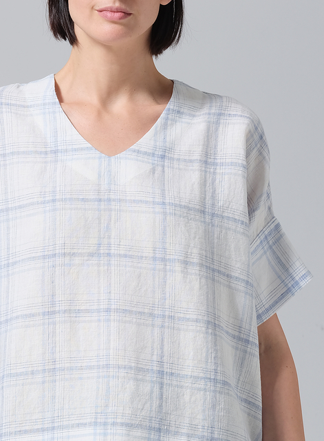 Linen V-Neck Dropped Shoulder Versatile Top
